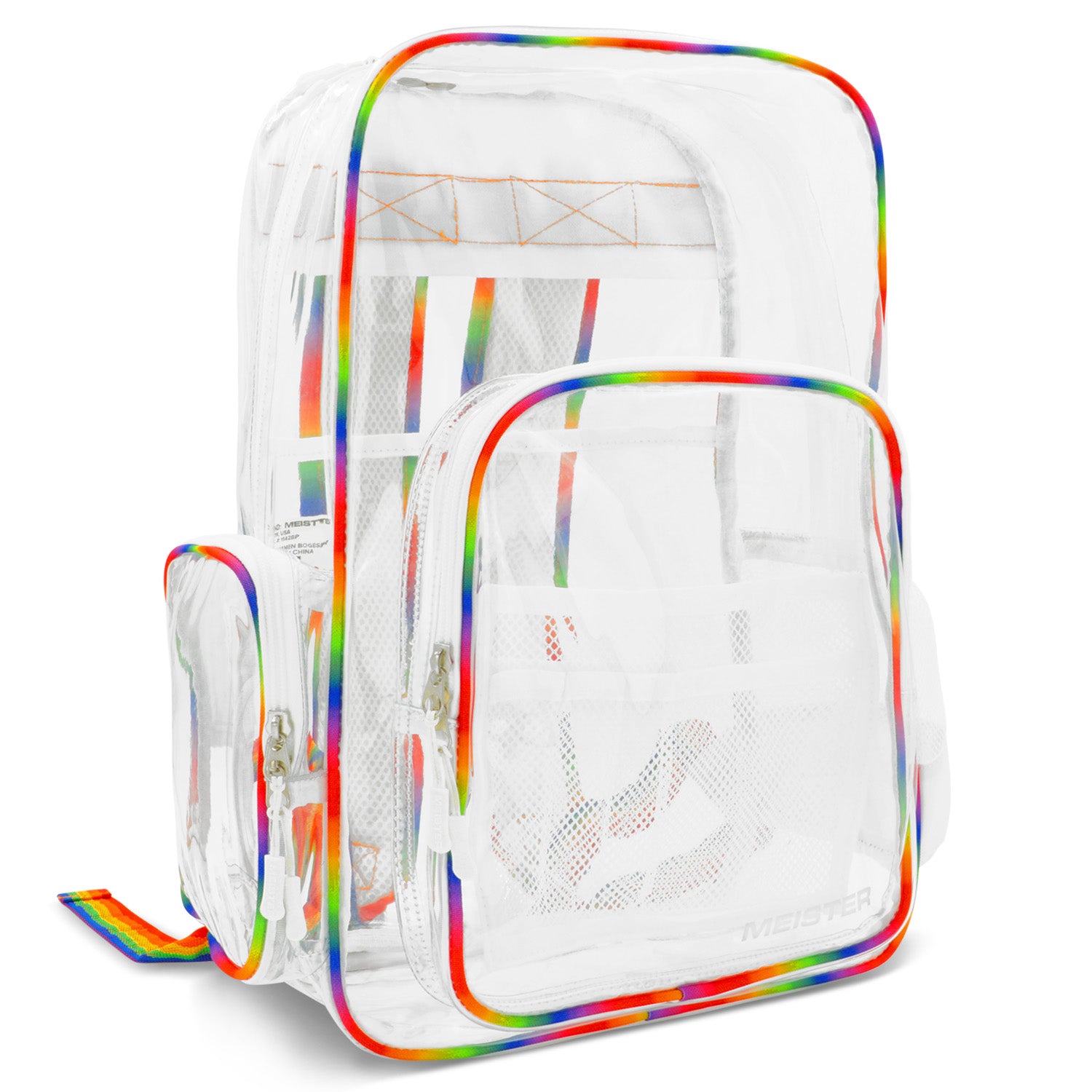 Meister All-Access Clear Backpack - Meets School & Event Security Bag Requirements - Rainbow