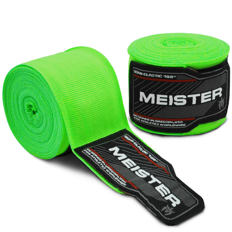 180" Semi-Elastic Hand Wraps for MMA & Boxing (Pair) - Neon Green