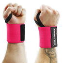 Meister 18" Elastic Weightlifting Wrist Wraps w/ Thumb Loops - Pink