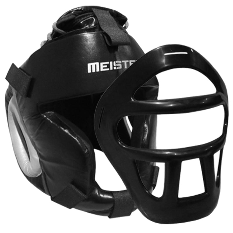 Meister Leather Head Guard w/ Removable Face Mask for MMA & Boxi