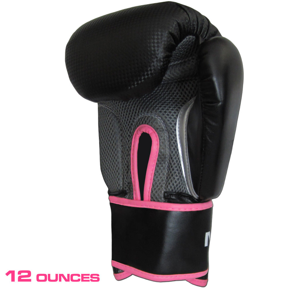 12 Ounce Meister Boxing Gloves for Women & Youth - Black/Pink
