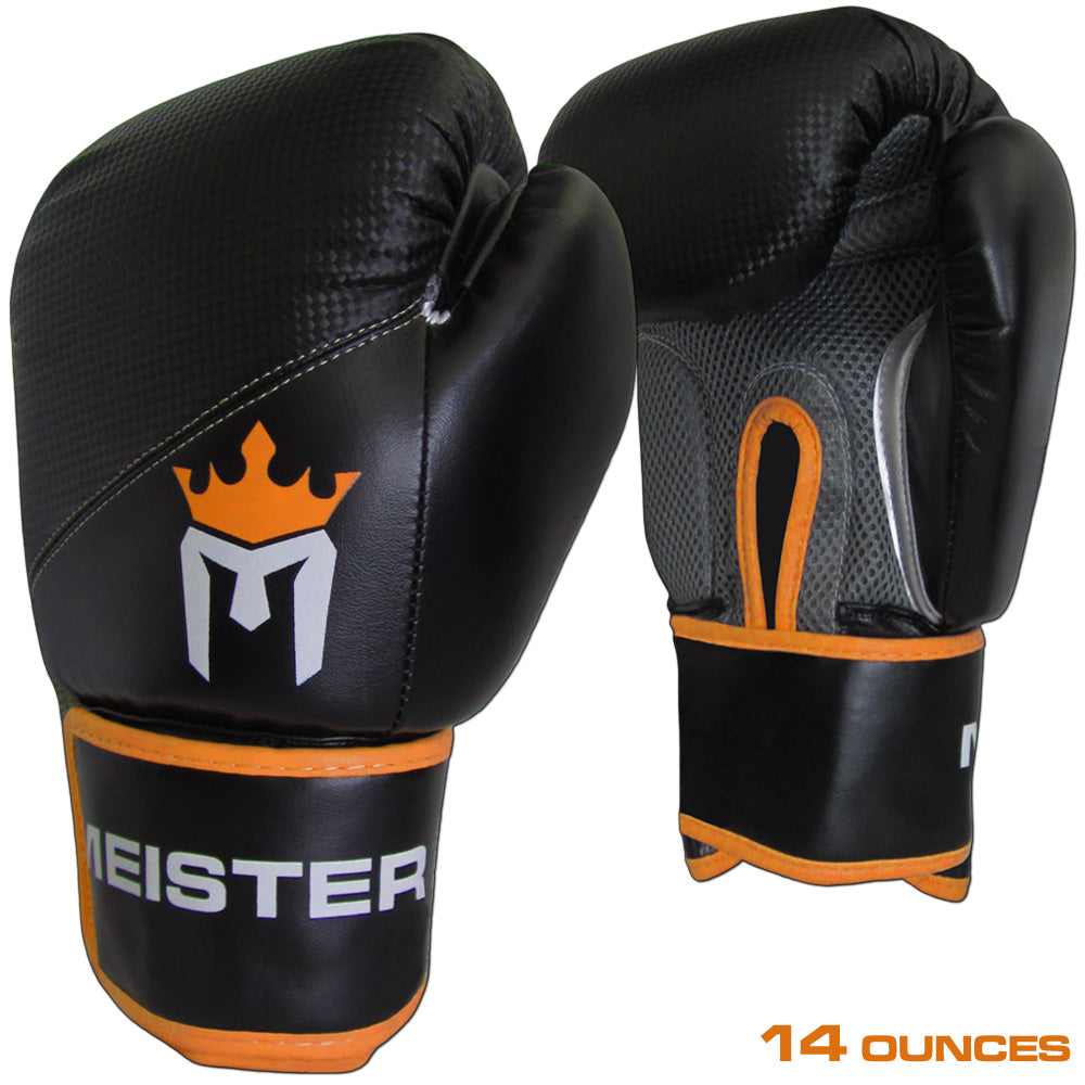 14 Ounce Meister Pro Boxing Gloves - Black/Orange | Meister
