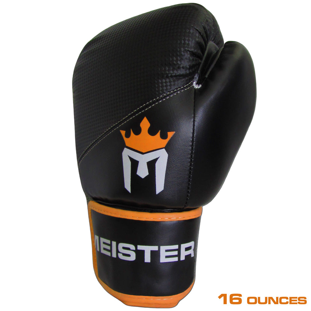 16 Ounce Meister Pro Boxing Gloves - Black/Orange