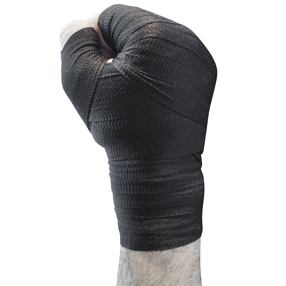 Meister Traditional Elastic Gauze Hand Wraps - Black - 10 Pack