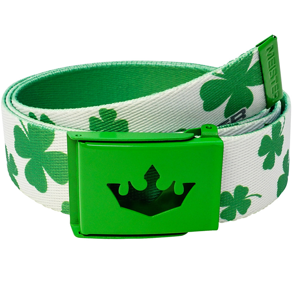 Meister Player Web Golf Belt - Lucky Clovers