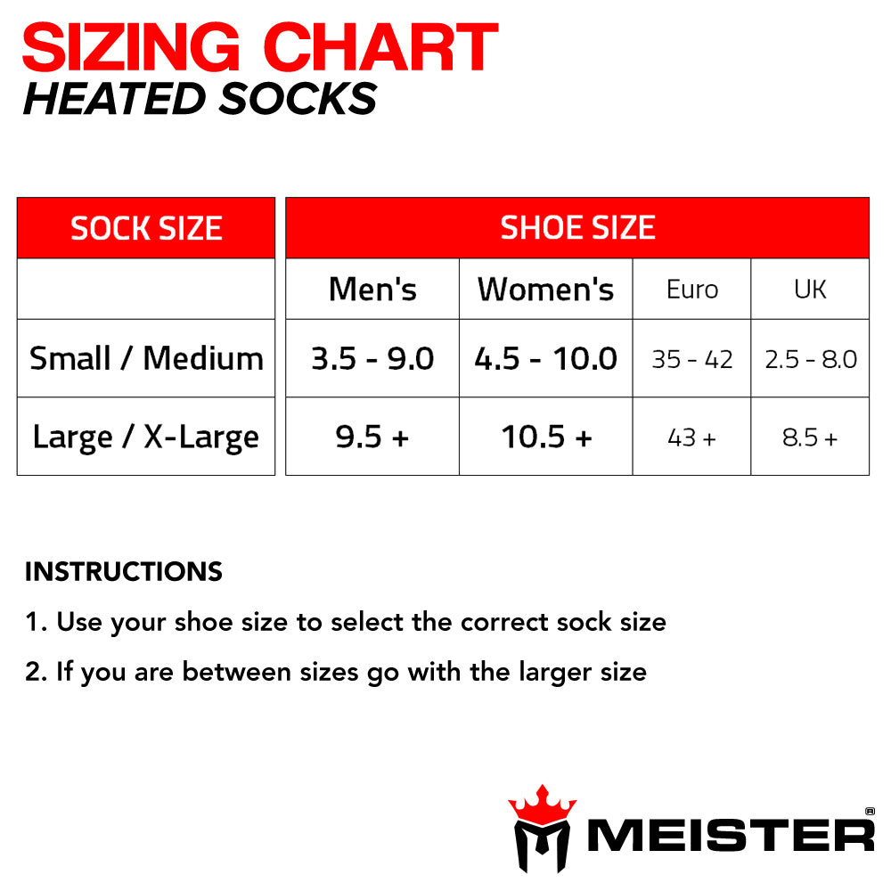 Meister Battery Heated Socks - 8+ Hour Model w/ Temp Control