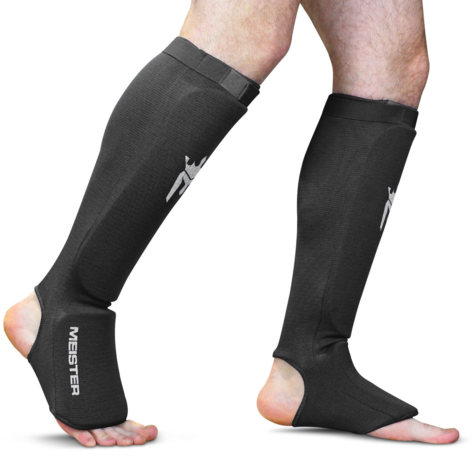 Meister Elastic Cloth Shin & Instep Padded Guards (Pair) - Black