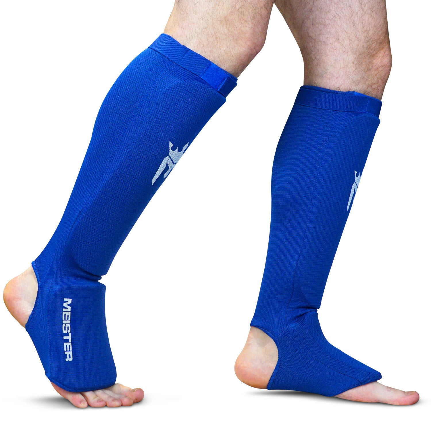 Meister Elastic Cloth Shin & Instep Padded Guards (Pair) - Blue