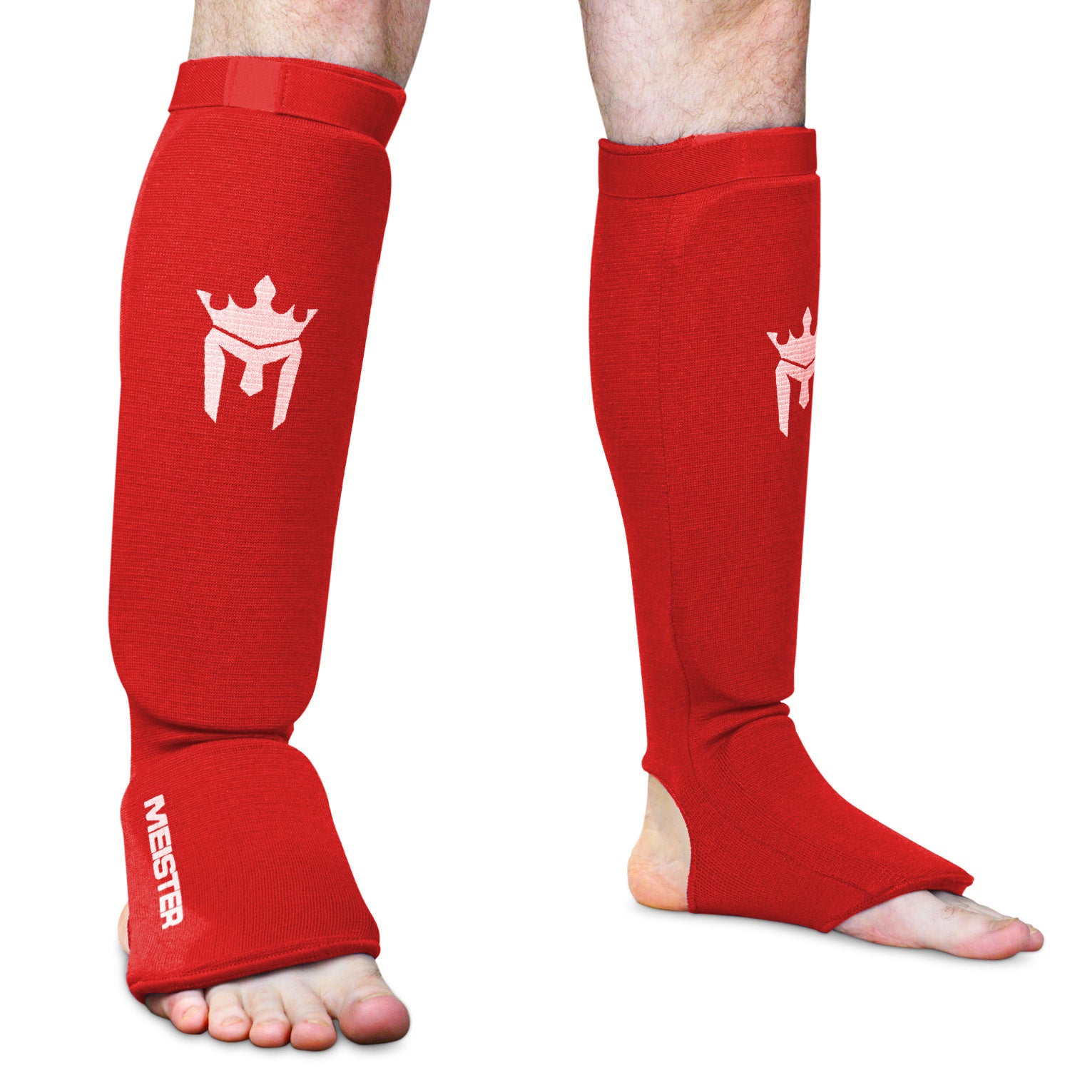 Elastic Cloth Shin & Instep Padded Guards (Pair) - Red