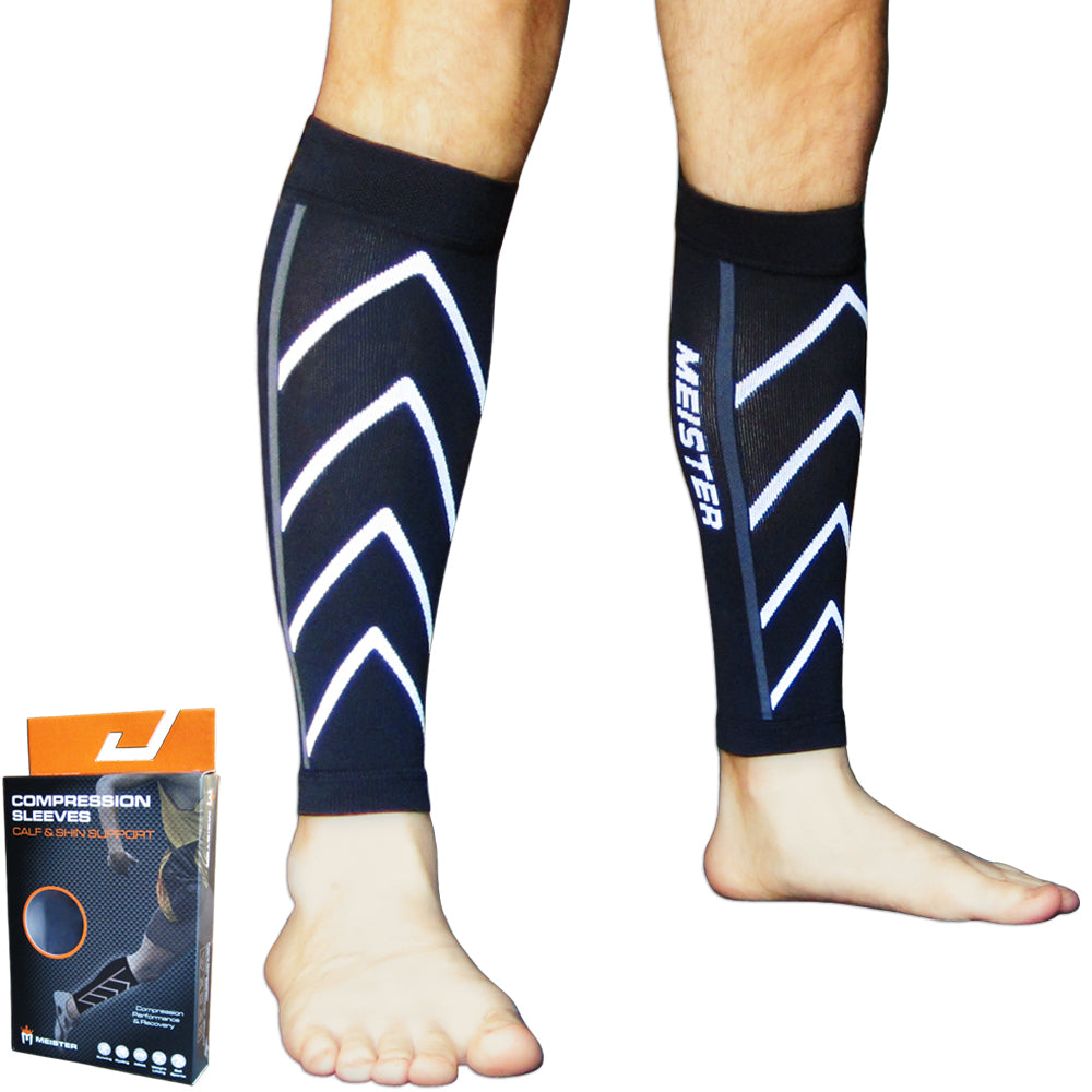 Graduated 20-25mmHg Compression Leg Sleeves (Pair) - Black