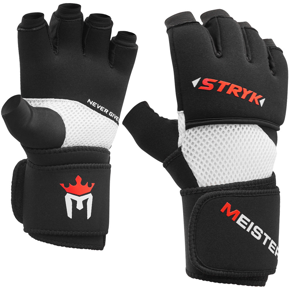 Meister Inner Stryk Gloves w/EliteGel for Boxing & MMA - Replace Hand Wraps or Striking Training - Black