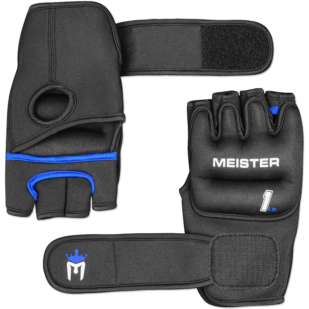 Meister 1lb Neoprene Weighted Gloves - Black/Blue (Pair)