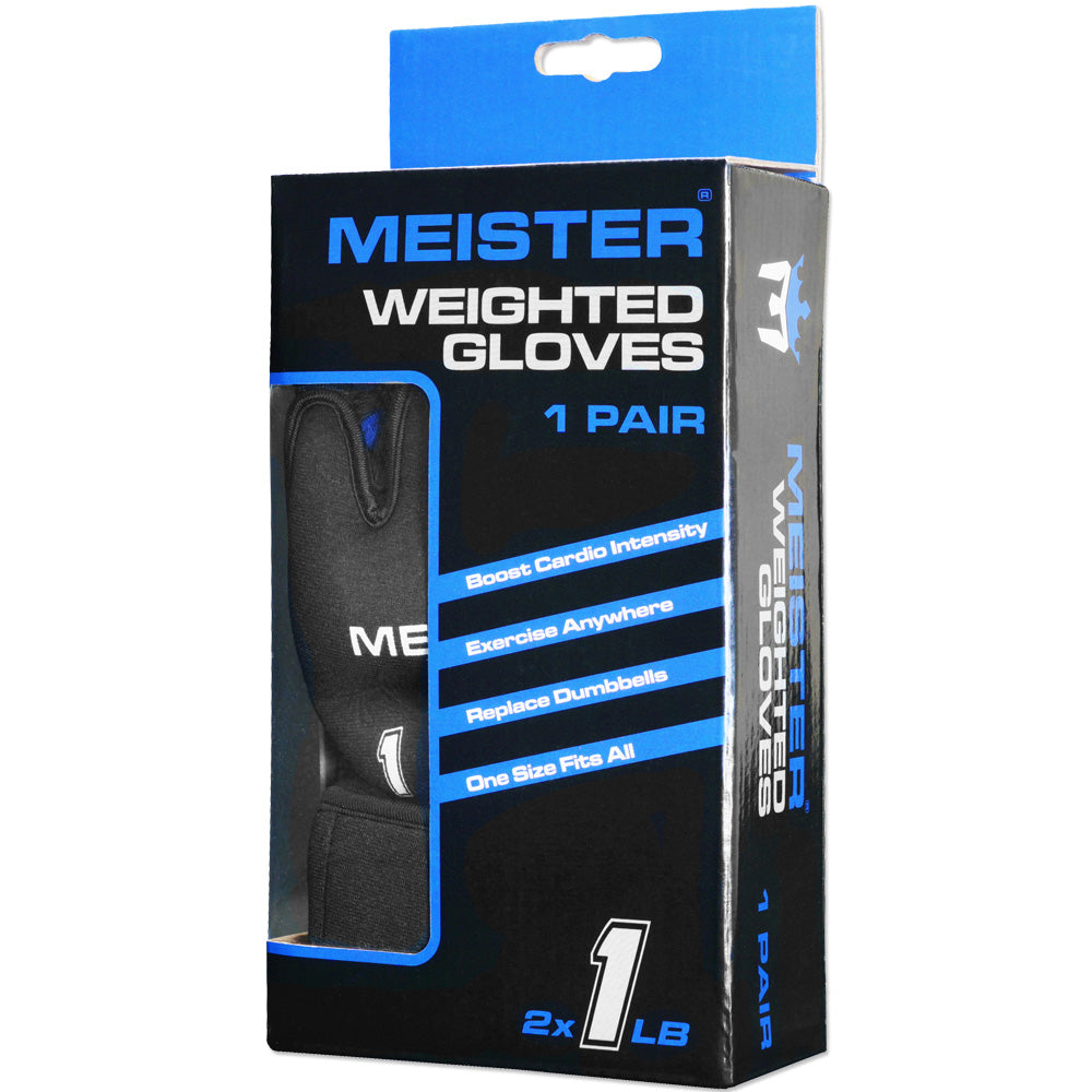 Meister 1lb Neoprene Weighted Gloves - Black/Blue (Pair)