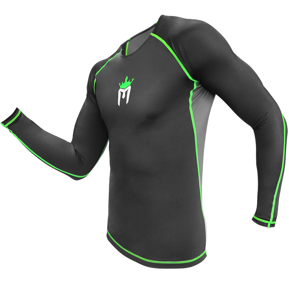 Meister Rush Long-Sleeve Rash Guard - Black/Neon Green