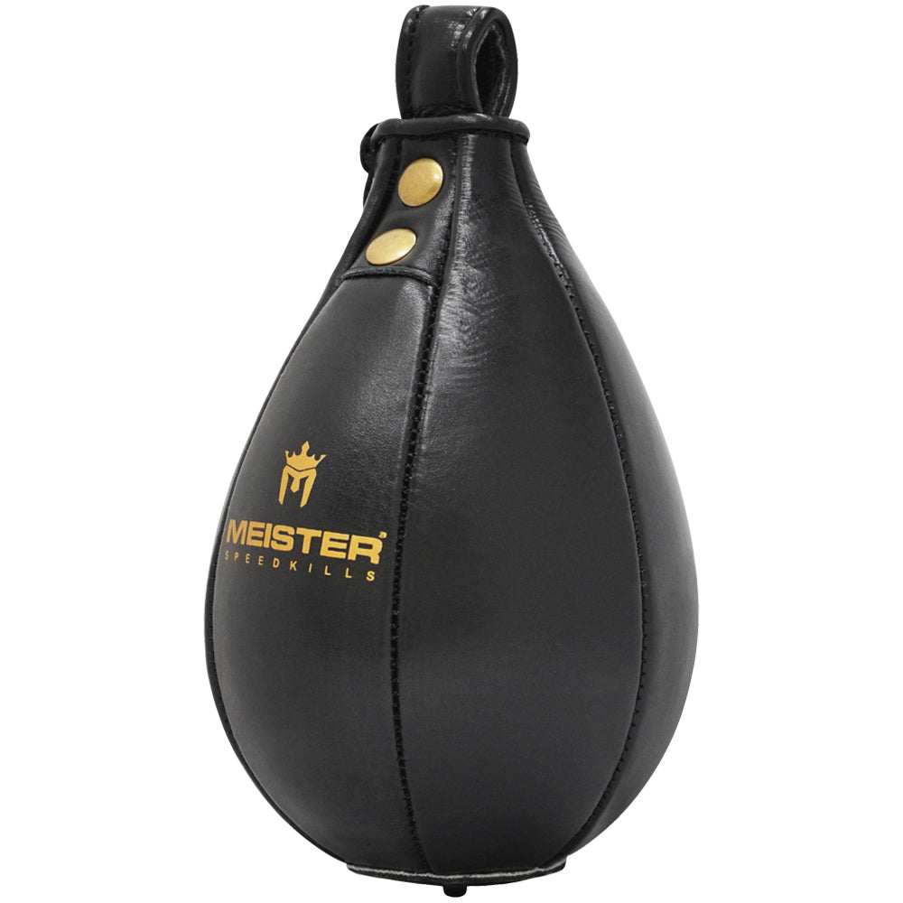 Meister SpeedKills Leather Speed Bag w/ Lightweight Latex Bladder - Black - Small (7.5 inch x 5 inch)