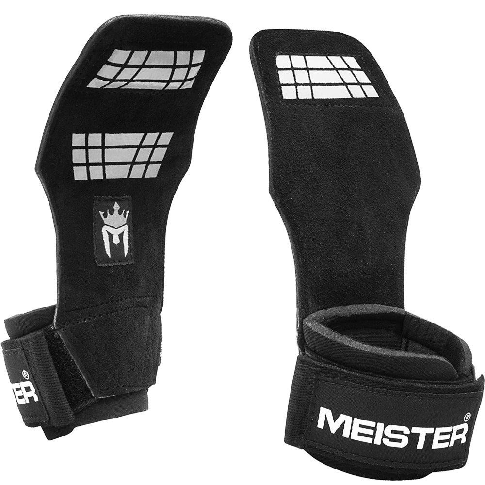 Leather Weightlifting Straps | Black Leather with Neoprene Wrist Padding