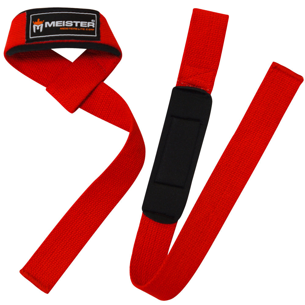 Neoprene-Padded Lifting Straps (Pair) - Red