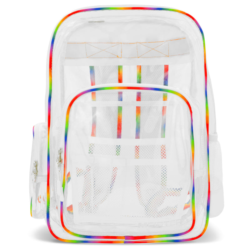 clear rainbow mini backpack Red Shiny Transparent Stripe Satchel Colorful Design Adorable Bookbag Fashion Large Capacity PVC School Bag Shiny colorful designs Rainbow Transparent Backpack: Clear PVC