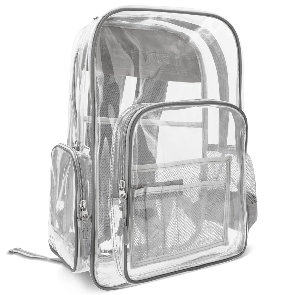 clear backpack with leather straps Meister All-Access Clear Backpack - Safety Reflective