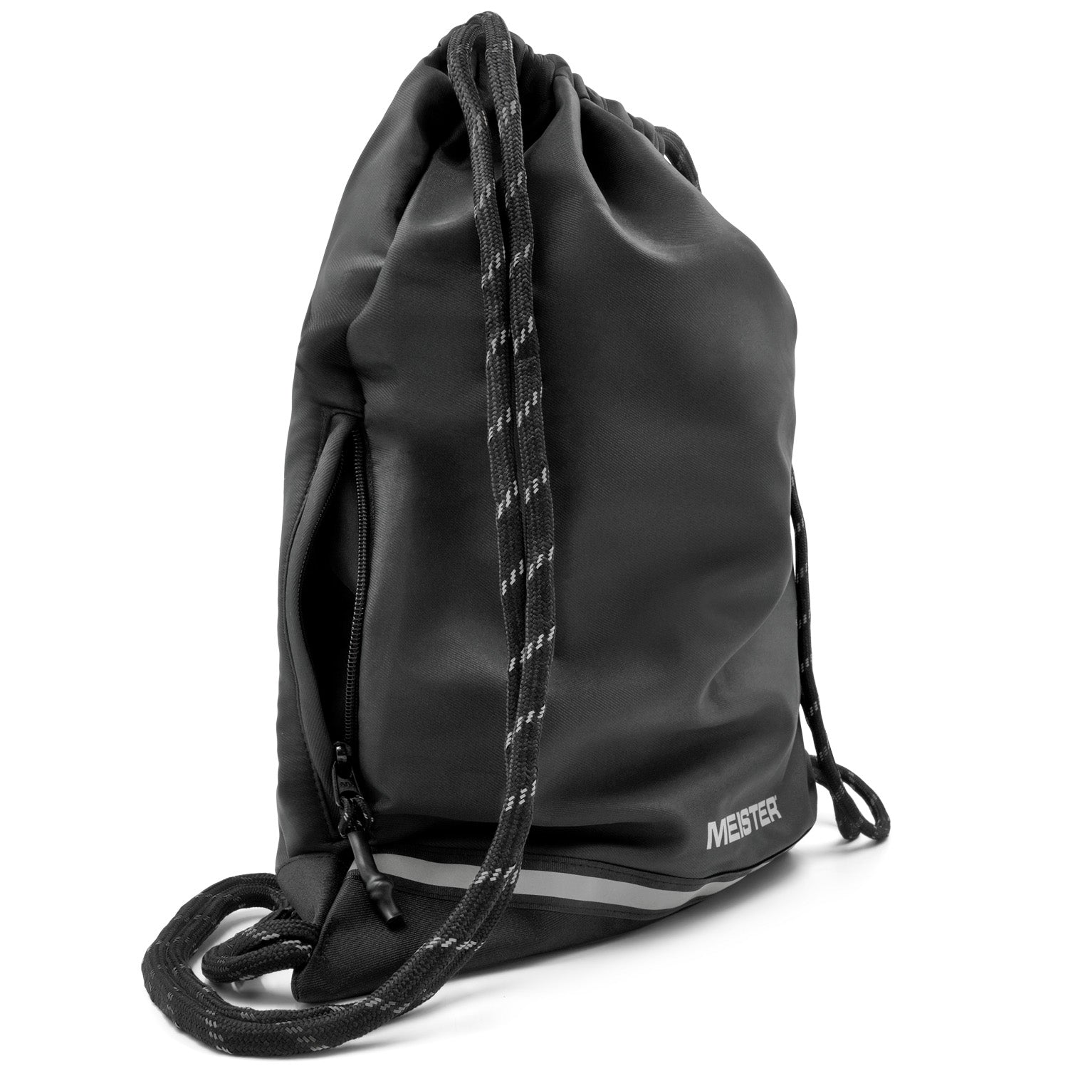 Meister XL Drawstring Backpack String Bag - Black/Reflective