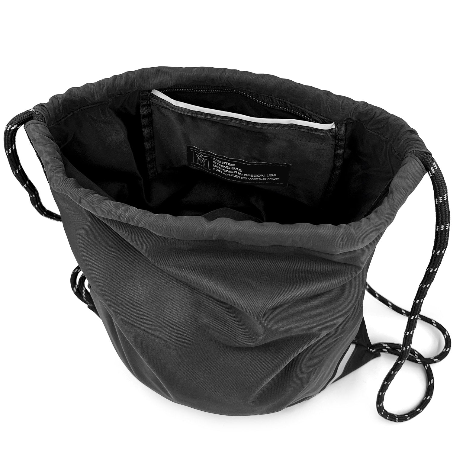 Meister XL Drawstring Backpack String Bag - Black/Reflective