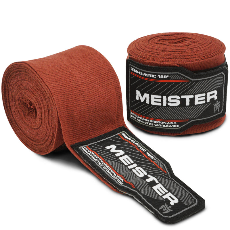 180" Semi-Elastic Hand Wraps for MMA & Boxing (Pair) - Brown