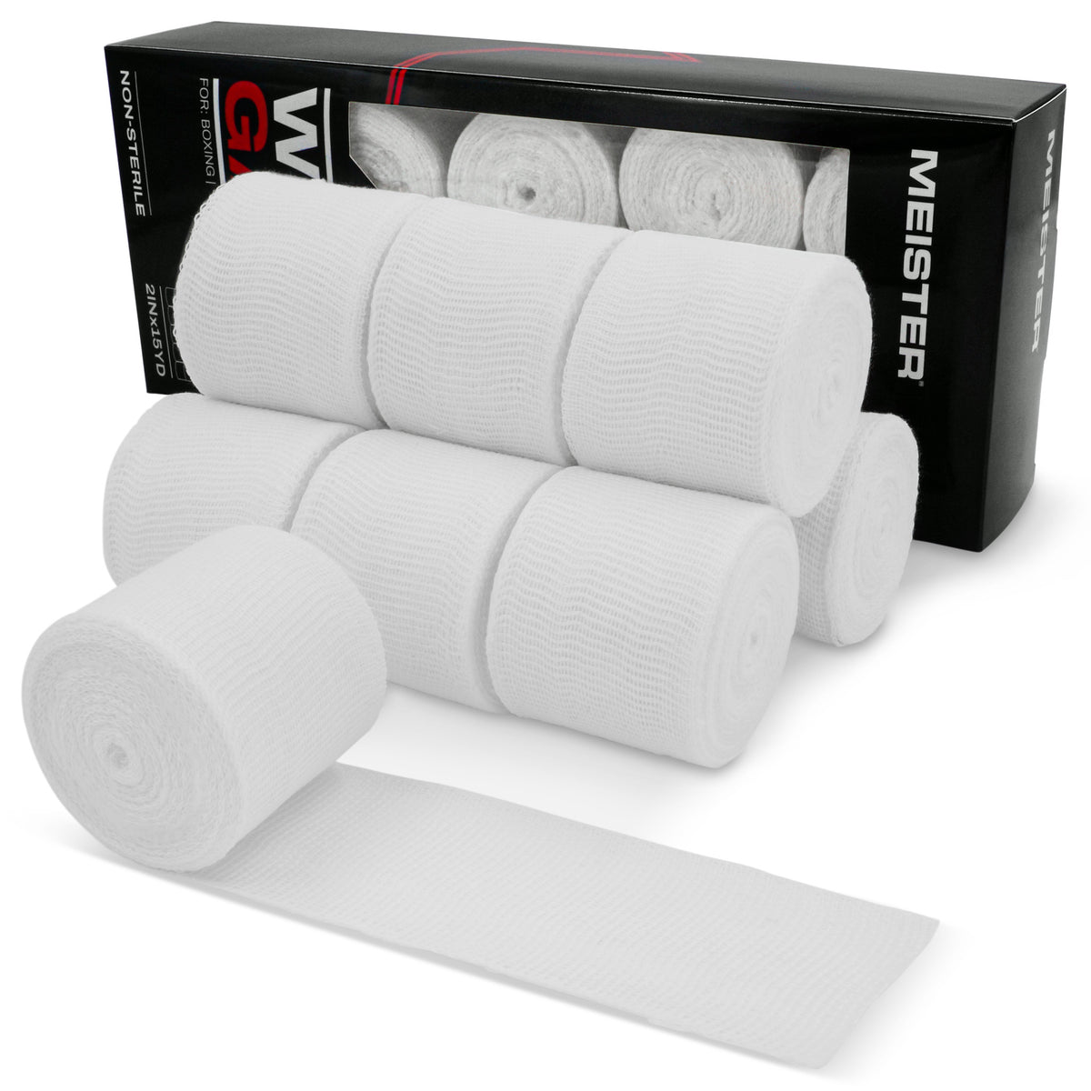 beast gear bandagen Meister Wrap Gauze Rolls - Triple-Woven Thick Cotton 15yd x 2 inch - White