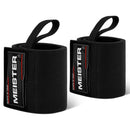 Meister 18" Elastic Weightlifting Wrist Wraps w/ Thumb Loops - Black
