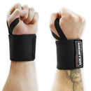 Meister 18" Elastic Weightlifting Wrist Wraps w/ Thumb Loops - Black