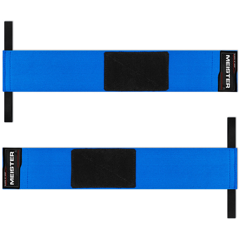 Meister 18" Elastic Weightlifting Wrist Wraps w/ Thumb Loops - Blue
