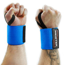 Meister 18" Elastic Weightlifting Wrist Wraps w/ Thumb Loops - Blue