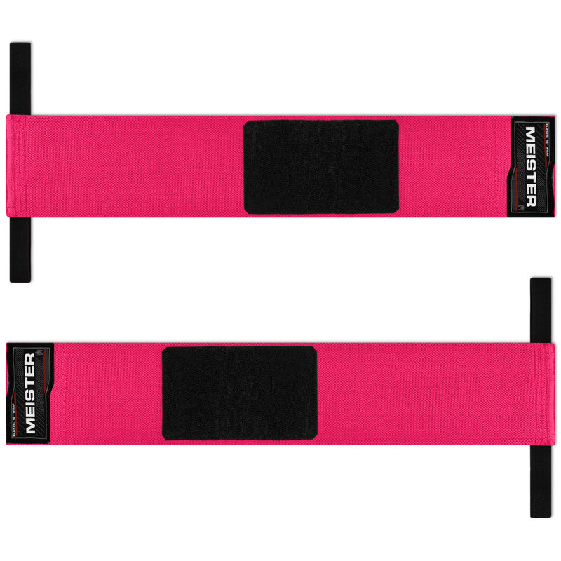 Meister 18" Elastic Weightlifting Wrist Wraps w/ Thumb Loops - Pink