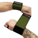 Meister 18" Elastic Weightlifting Wrist Wraps w/ Thumb Loops - Ranger Green