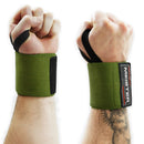 Meister 18" Elastic Weightlifting Wrist Wraps w/ Thumb Loops - Ranger Green