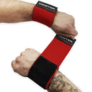 Meister 18" Elastic Weightlifting Wrist Wraps w/ Thumb Loops - Red