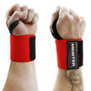 Meister 18" Elastic Weightlifting Wrist Wraps w/ Thumb Loops - Red