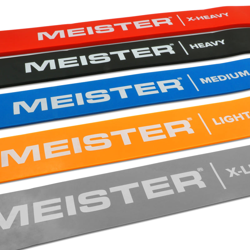 Meister X Band Comfort-Width 41" x 2" Resistance Bands - Complete 5 Band Set