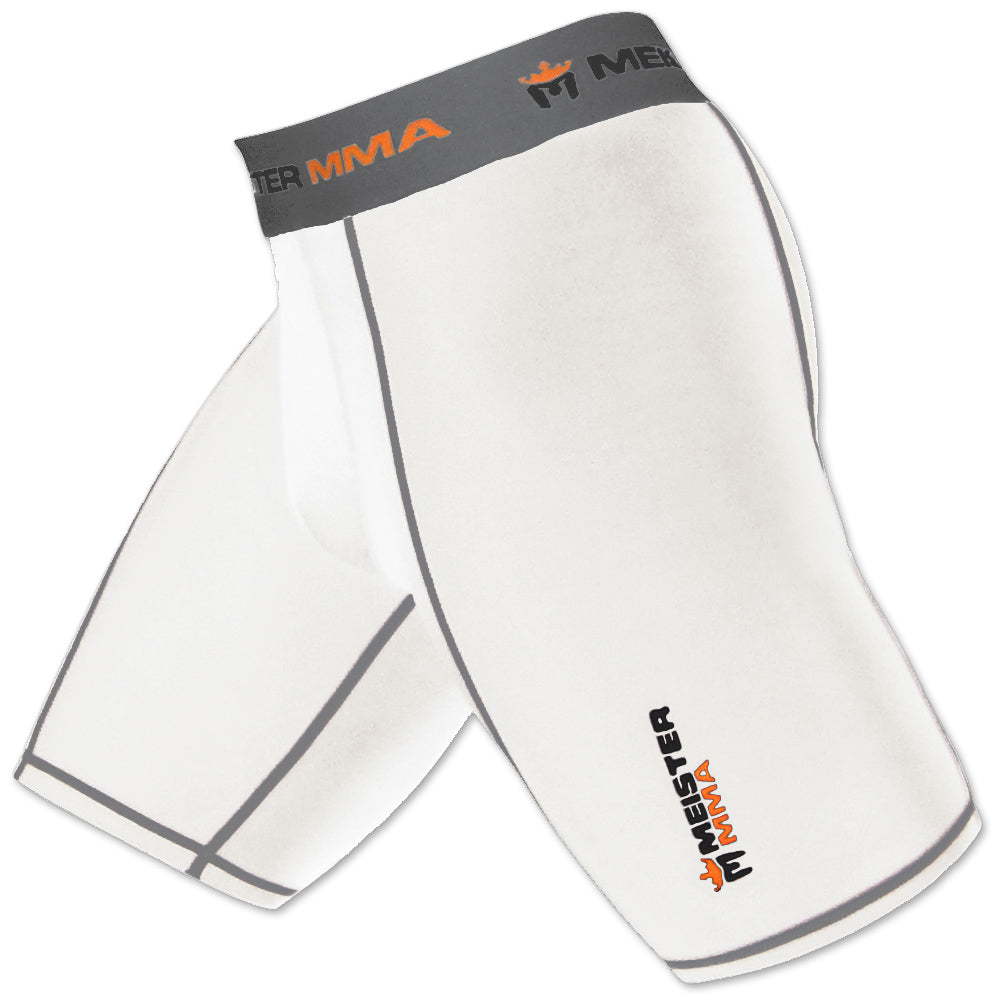 Meister MMA Compression Rush Fight Shorts with Cup Pouch, White Meister MMA Compression Rush Fight Shorts with Cup Pouch, White