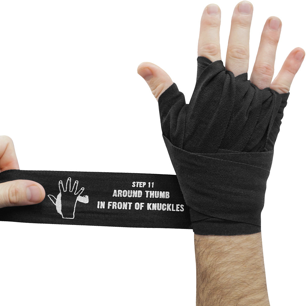ArrowWay Instructional Hand Wraps for Boxing MMA Black Meister
