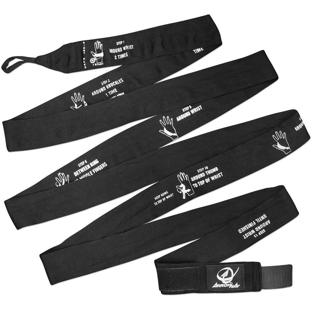 ArrowWay Instructional Hand Wraps for Boxing & MMA - Black