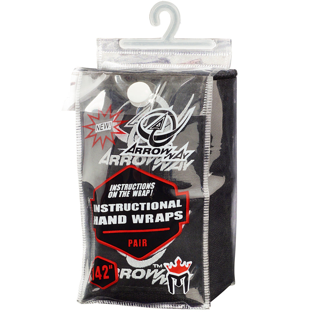 ArrowWay Instructional Hand Wraps for Boxing & MMA - Black