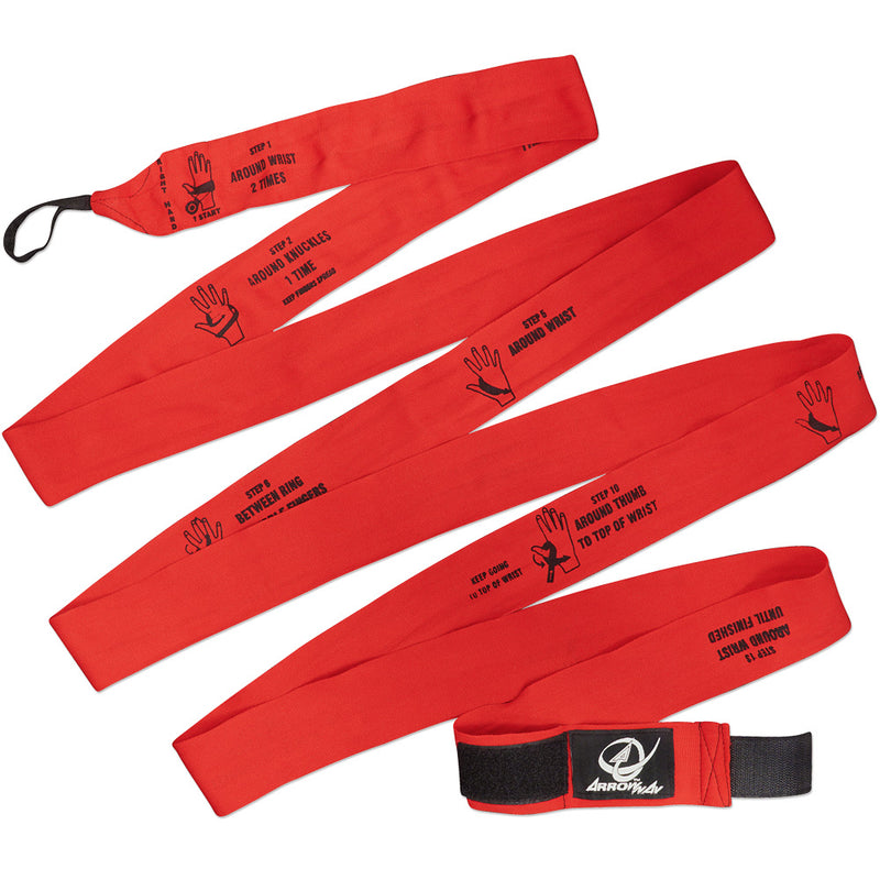 ArrowWay Instructional Hand Wraps for Boxing & MMA - Red