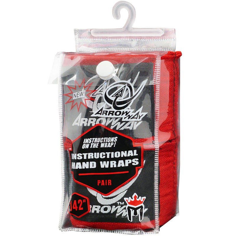 ArrowWay Instructional Hand Wraps for Boxing & MMA - Red