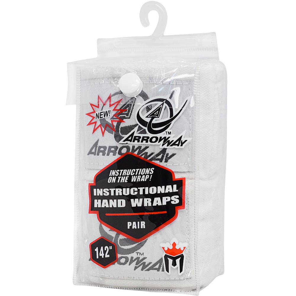 ArrowWay Instructional Hand Wraps for Boxing & MMA - White