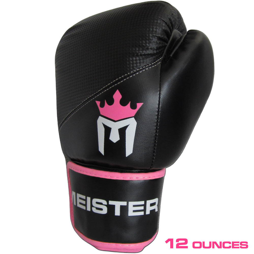 12 Ounce Meister Boxing Gloves for Women & Youth - Black/Pink