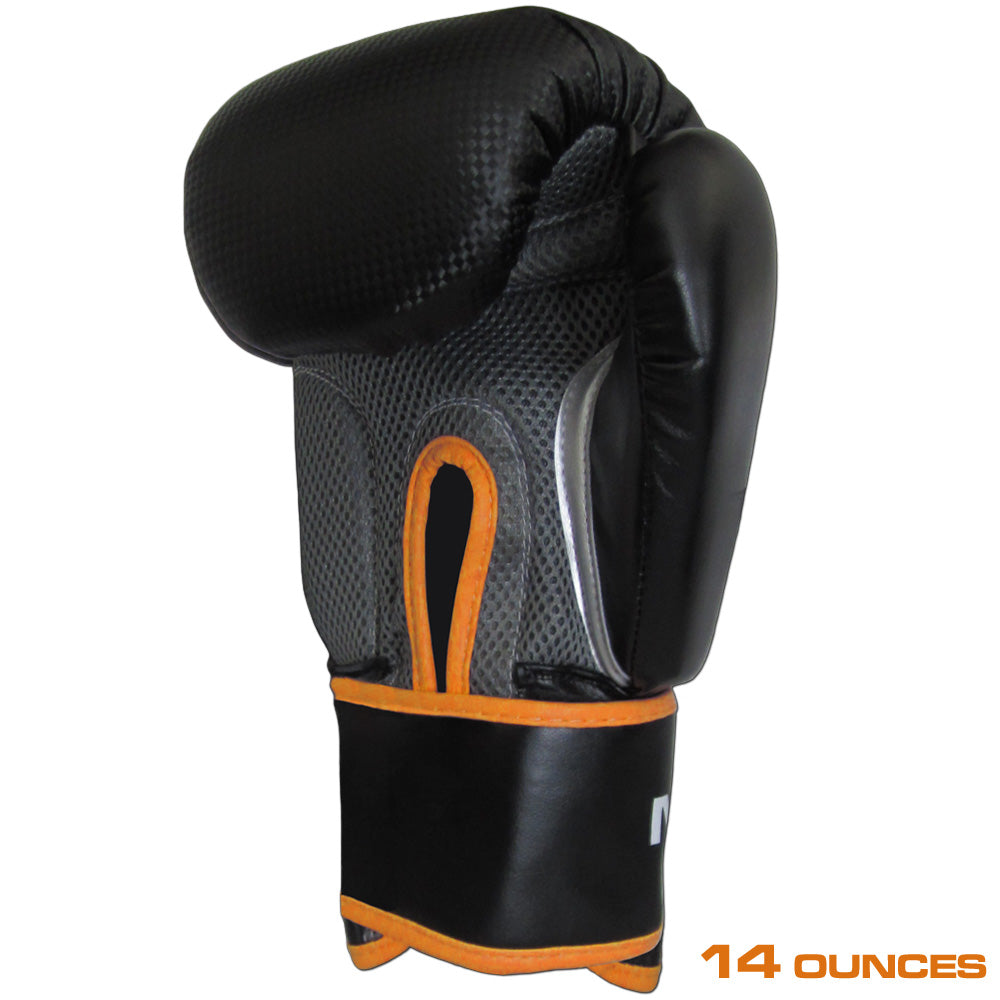 14 Ounce Meister Pro Boxing Gloves - Black/Orange