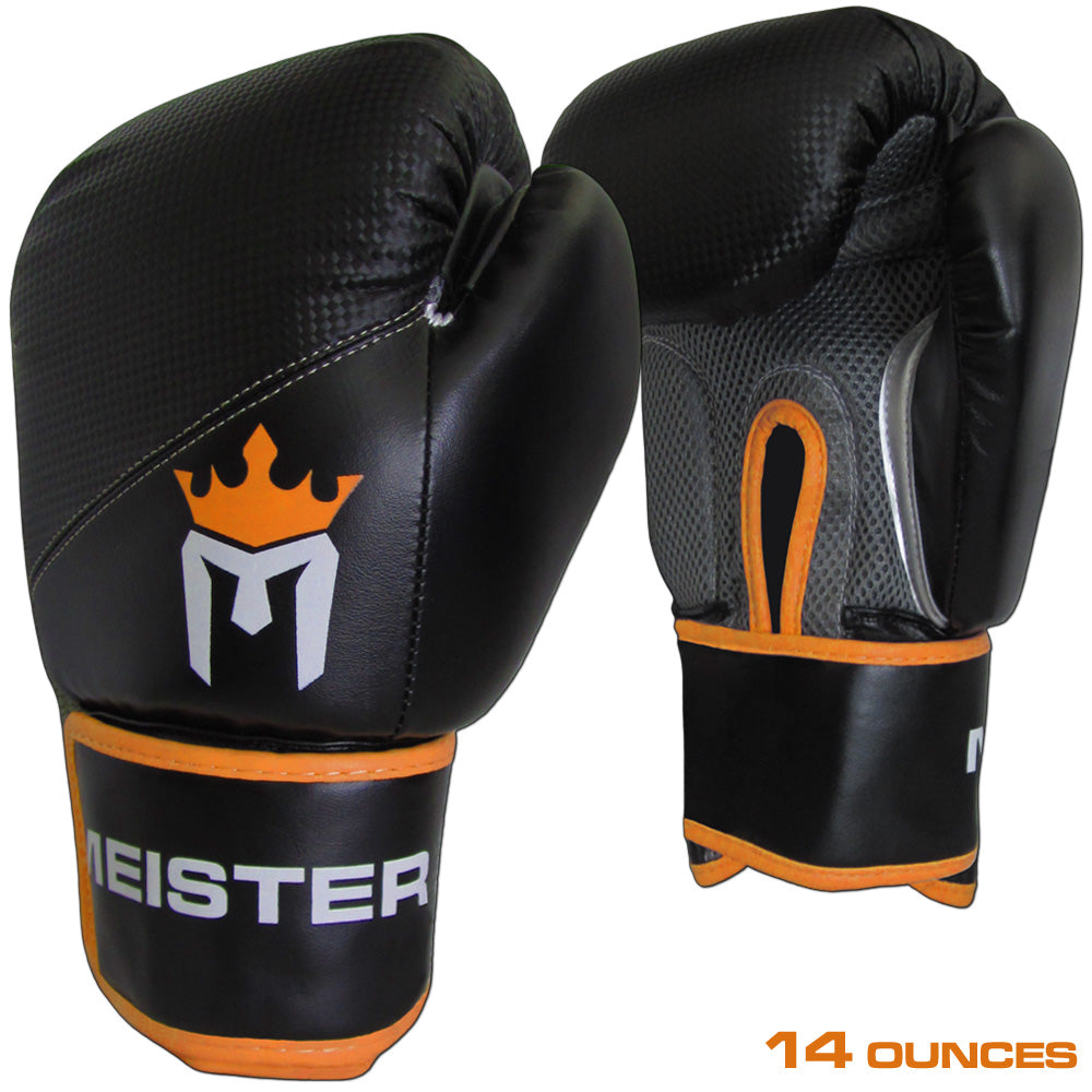 14 Ounce Meister Pro Boxing Gloves - Black/Orange
