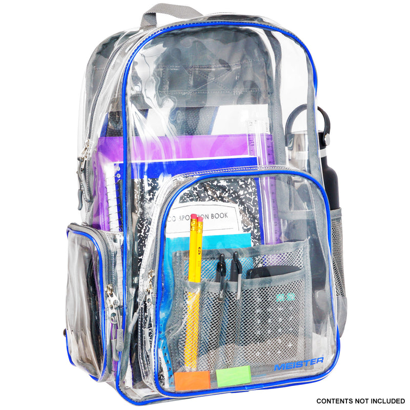 Meister All-Access Clear Backpack - Meets School & Event Security Bag Requirements - Blue/Gray