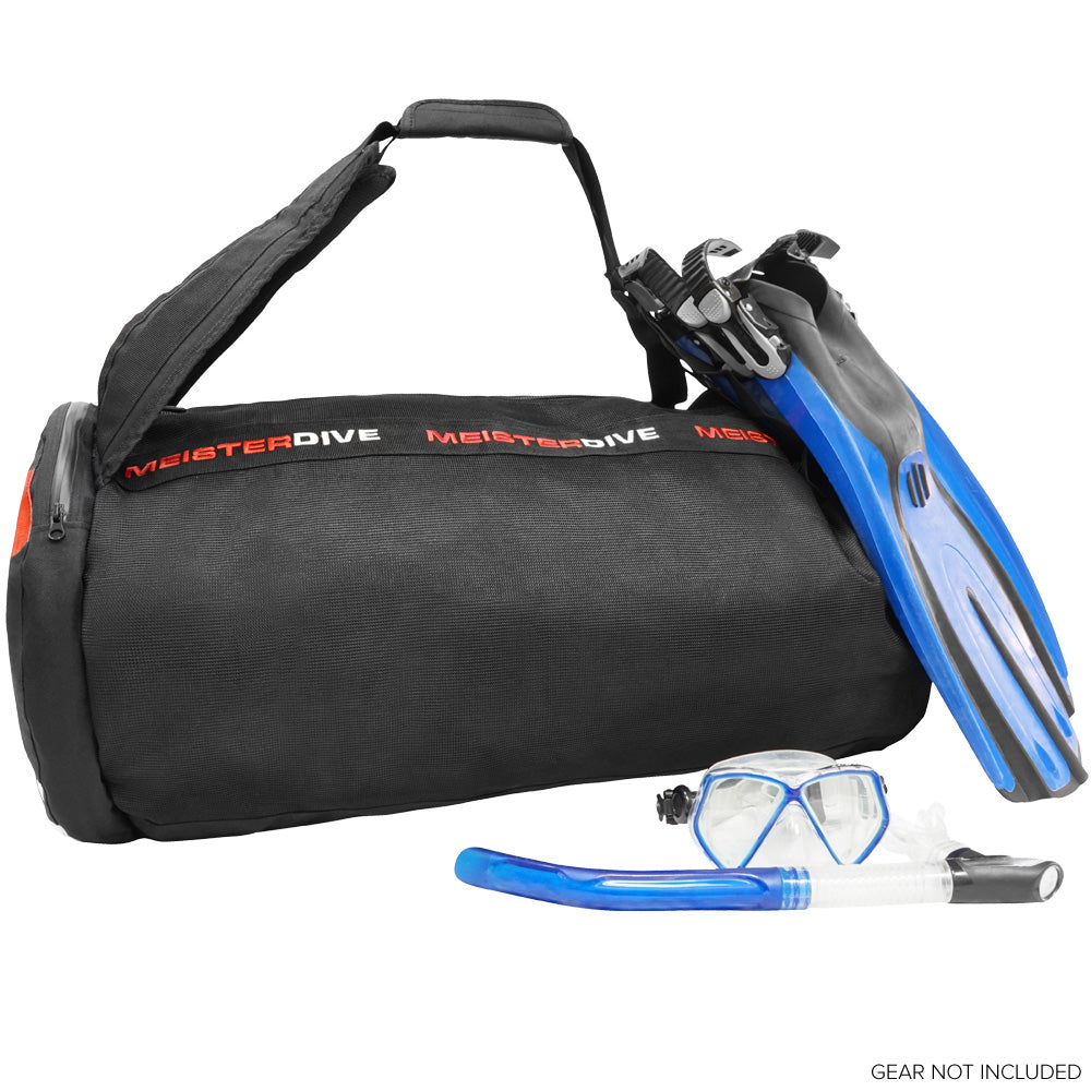 dive gear bag Meister Mesh Duffel Backpack Dive Bag w/ Dry Pocket