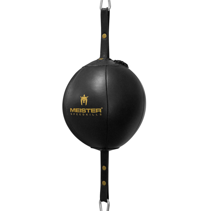 Meister SpeedKills Double-End Leather Speed Bag w/ Bungees - Black - Large